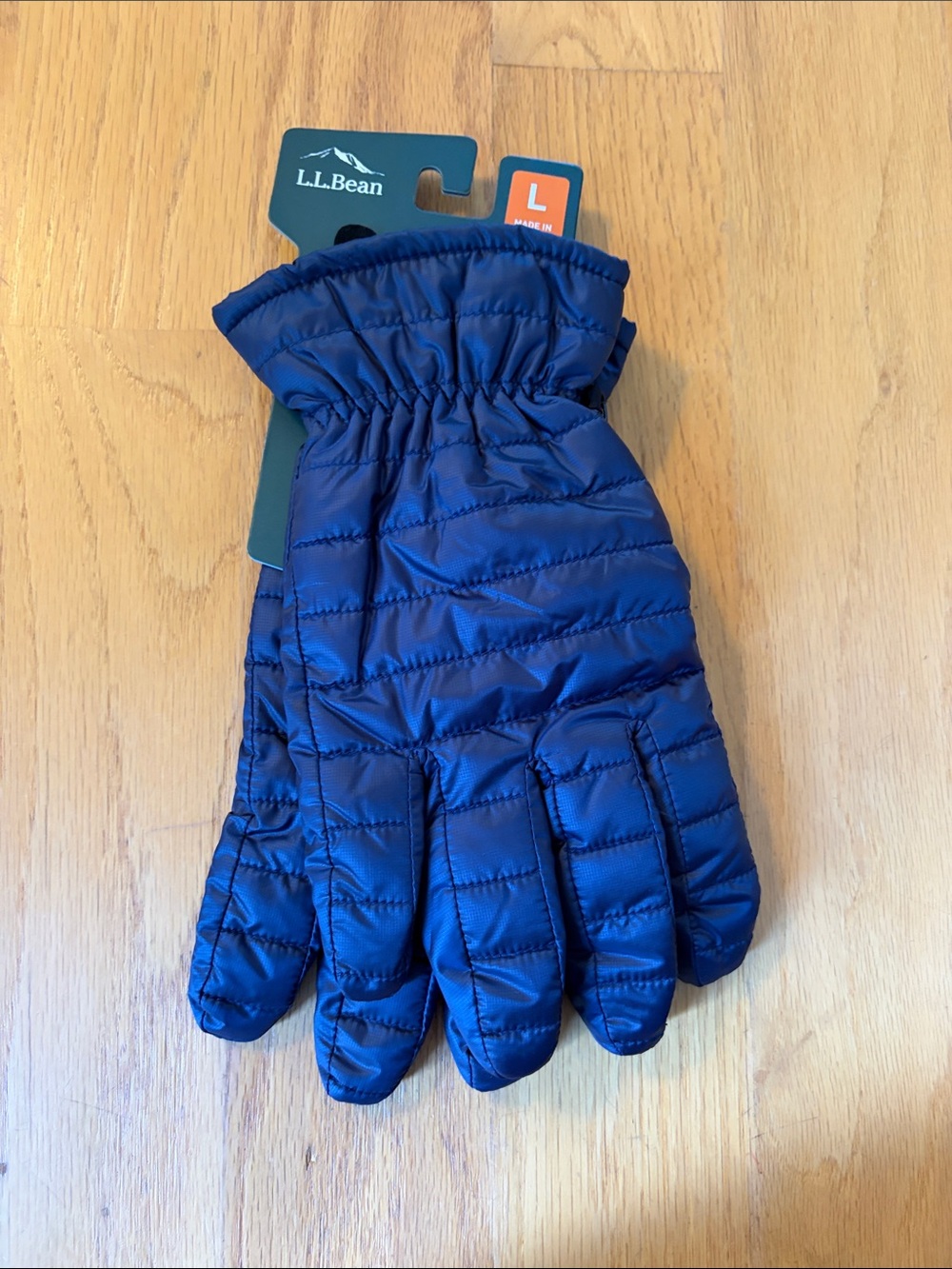 L.L. Bean primaloft packaway gloves men’s carbon navy size large NWT